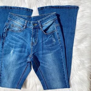 Groupie Ripped Knee Flare Jeans Dark Wash Size 26